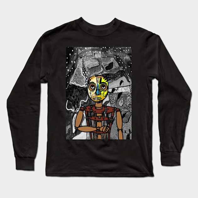 AlphaQ - PuppetMask NFT with StreetEye Color Long Sleeve T-Shirt by Hashed Art